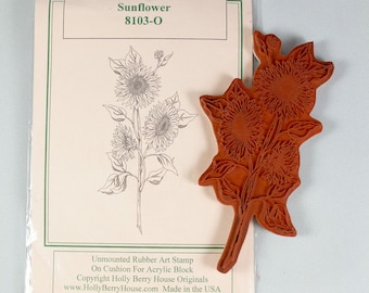 Holly Berry House Original Sunflower Rubber Stamp 8103-O Unmounted 5 inches Long