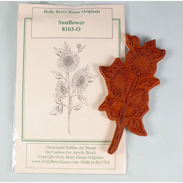 Holly Berry House Original Sunflower Rubber Stamp 8103-O Unmounted 5 inches Long