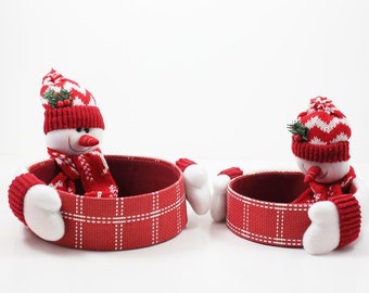 Set of Round Nesting Snowman Christmas Holiday Candy Treat Holders Boxes