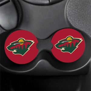 Conjunto de 2 porta-copos Minnesota Wild personalizáveis com frete grátis para os EUA, presente de aniversário para fãs de hóquei, marido adolescente, filho, meia de Natal, pai da NHL