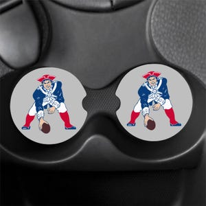 Conjunto de 2 porta-copos de carro New England Patriots personaliza frete grátis para os EUA, presente de aniversário para fãs de futebol, namorados, marido adolescente, filho, meia de Natal