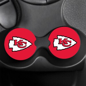 Kansas City Chiefs set of 2 Car Coasters! customizable FREE US SHIP Football fan birthday valentines gift teen husband son Christmas Kelce