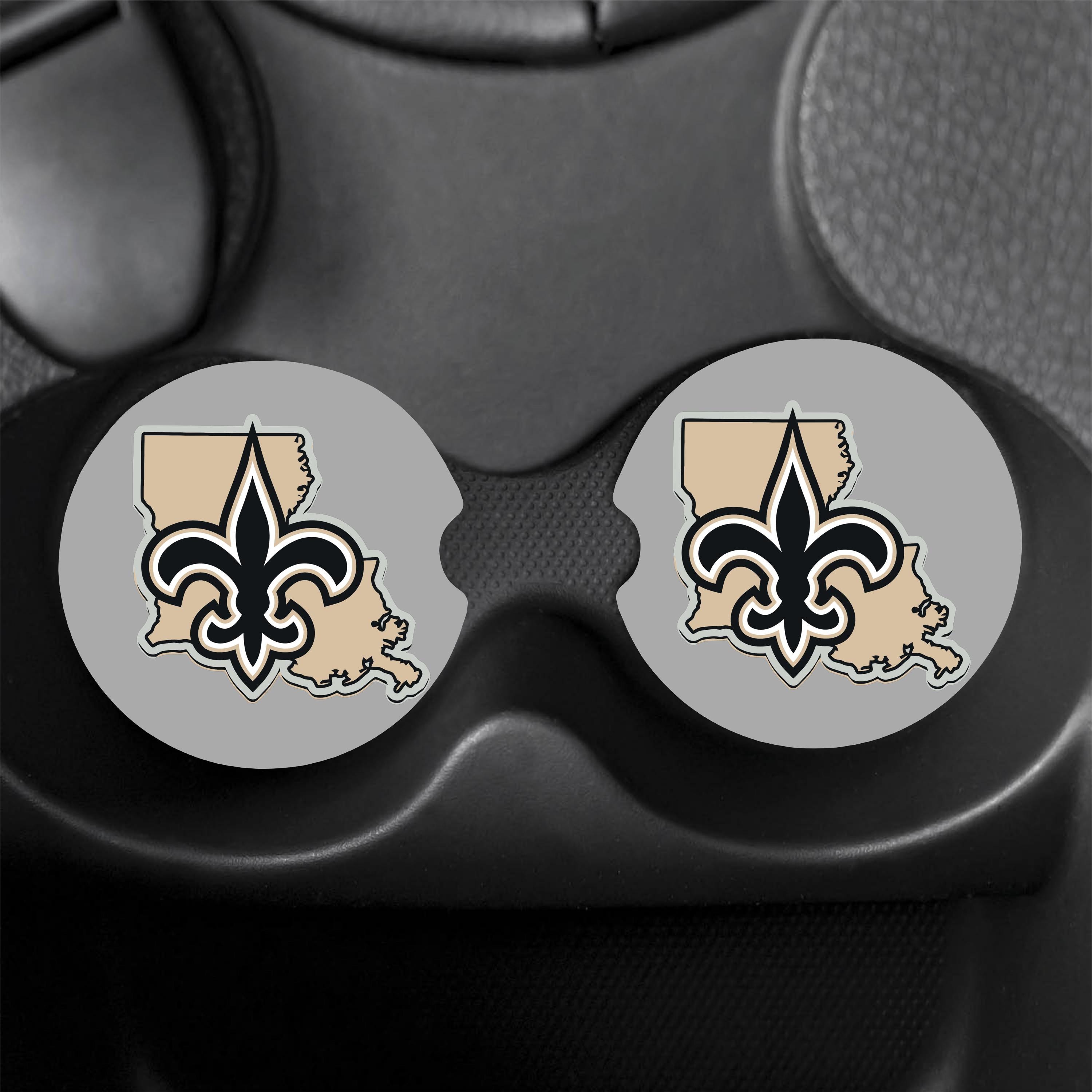 New Orleans Saints set of 2 Car Coasters! customizable FREE US SHIPPING Football fan birthday valentines gift teen husband son Christmas
