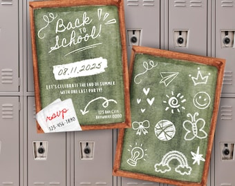 Editable School Party Invitation | Back to School | ChalkboardTheme | Instant Download | Canva Pro Template | Digital Invite