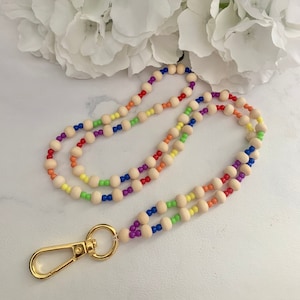 Rainbow Lanyard | Rainbow ID Badge | Beaded Lanyard | Teacher Lanyard