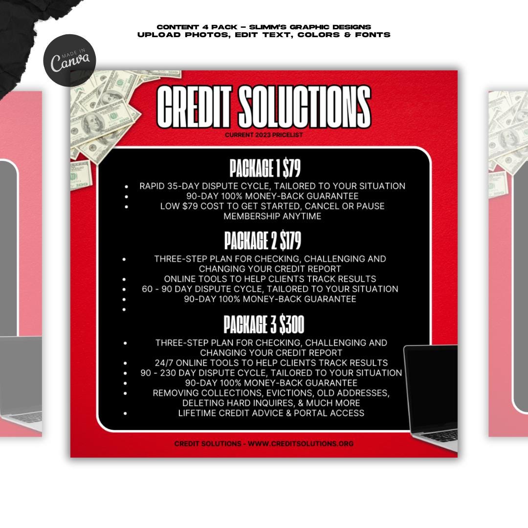 Credit Repair Flyers: DIY Social Media Templates (canva) - Etsy