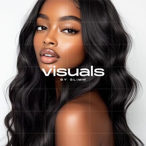 Foto de stock de cabello de lujo / Mujer negra con frontal de encaje (descarga digital)