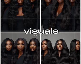 Black Woman Wig Stock Photo: AI-Generated Beauty Branding Image (Digital Download)