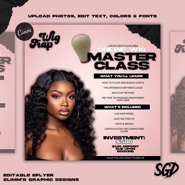 DIY Wig Construction Flyer, DIY Wig Flyer, Editable Custom Unit Flyer, Premade Custom Made Unit Course Flyer, DIY Flyer, Beauty Deals Flyer,