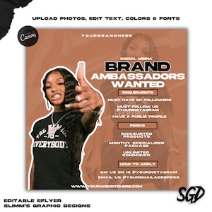 DIY Brand Ambassador Flyer, Ambassador Wanted, Bookings Open, Hair, Lashes, Nails, Editable Canva Template