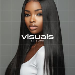Foto de archivo de belleza de lujo: Mujer negra con peluca y cabello (Descarga digital 2048x2048px)