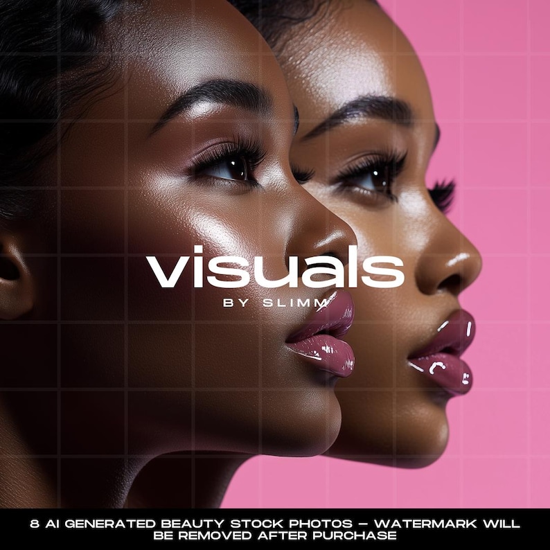 Puede incluir: Dos mujeres con tonos de piel oscuros y labios brillantes posan para una foto. La imagen es un primer plano de sus rostros. El texto "visuals by slimm" se superpone a la imagen.