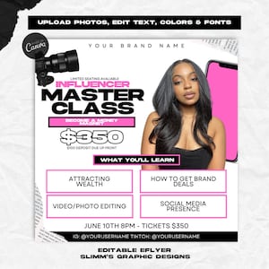 Masterclass Flyer Template, DIY Lash Extensions Flyer, Influencer Flyer, Lash Flyer, Editable Flyer, Flyer Template Price