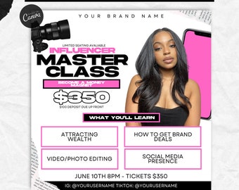 Influencer Masterclass Flyer Template: DIY Lash Extensions (Editable Canva)
