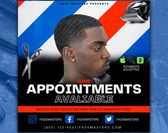 Barber Shop Flyer Template: Haircut & Grooming Promo (Canva Editable, Instant Download)
