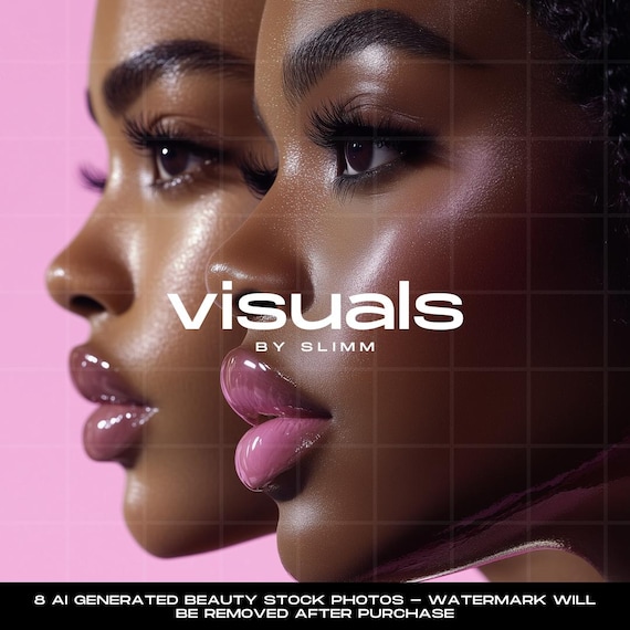 Pink Beauty Stock Photo: African American Model, Wavy Hair (AI Generated)