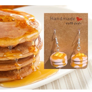 Pancake Earrings: Handmade Polymer Clay Breakfast Dangle Earrings