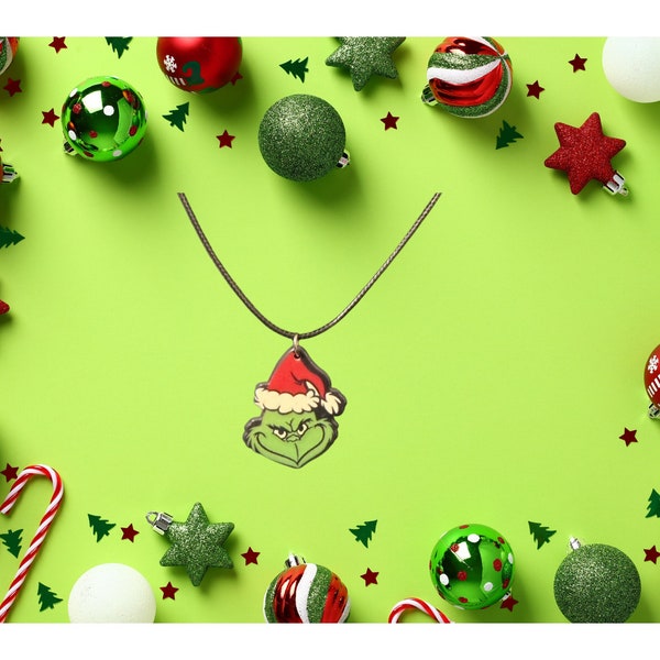 Grinch Necklace | Christmas Necklace | Christmas Jewelry | Grinch Jewelry | Acrylic | Unique Gift| Jewelry Gift | Jewellery Gift