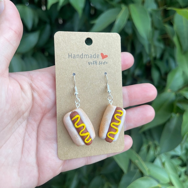 Hotdog Earrings | Plain Mustard Ketchup | Fun Earrings | Quirky Earrings | Summer Earrings | Food Earrings | Barbeque | BBQ | Cookout