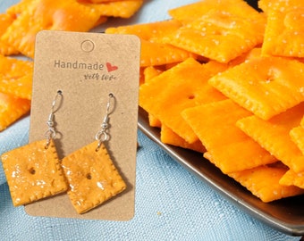 Cheez-It Cracker Earrings | Cheez-It Earrings | Food Earrings | Back to School | Lunch Snack | Unique Earrings | Snack Earrings | Cheez It