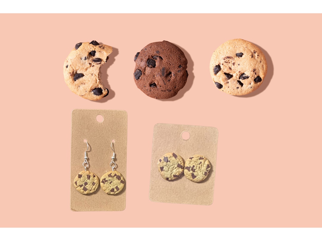 Chocolate Chip Cookie Earrings Cookie Earrings Food Earrings Clay
