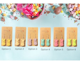 Marshmallow Peep Bunny Ohrringe | Osterhase Ohrringe | Ostern Schmuck | Ostern Candy Ohrringe | Marshmallow Ohrringe | Süßigkeit-Ohrringe