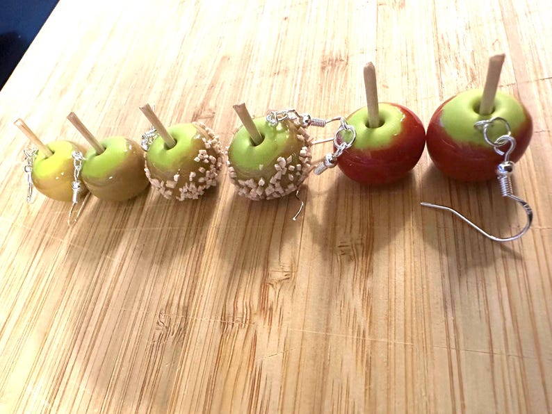 Oorbellen met gekonfijte appels – Handgemaakte sieraden van polymeerklei, 3 ontwerpen afbeelding 3