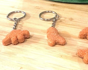 Dino Nugget Keychain: Handmade Polymer Clay Food Jewelry
