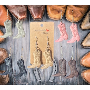 Cowboy Boot Earrings - Fun and Whimsical Western Jewelry - Dangle Style - Sterling Silver Hooks