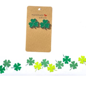Handmade Shamrock Resin Stud Earrings: St. Patrick&#39;s Day Jewelry