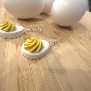 Handmade Polymer Clay Deviled Egg Earrings: Quirky Food Jewelry