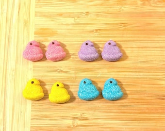 Imanes de malvavisco con forma de pollito – Juego de 2 hechos a mano de arcilla polimérica