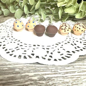 Polymer Clay Muffin Dangle Earrings: Sterling Silver Hooks