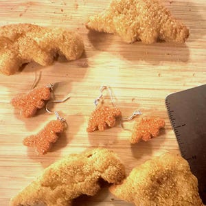 Dino Nugget Earrings – Handmade Polymer Clay Jewelry