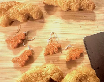 Dino Nugget Earrings – Handmade Polymer Clay Jewelry