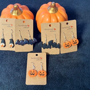 Halloween Earrings | One pair or set of 3 | Bats | Pumpkins | Gnome with Pumpkin | Pumpkin Trick or Treat Basket | Unique Gift | Jewelry