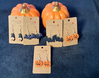 Halloween-oorbellen | Eén paar of set van 3 | Vleermuizen | Pompoenen | Kabouter met Pompoen | Pompoen Trick or Treat mand | Uniek cadeau | Juwelen