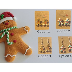 Gingerbread Man Earrings - Christmas Earrings - Holiday Jewelry - Festive Gingerbread Earrings - Polymer Clay Christmas Earrings