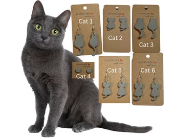 Katzenohrringe | Tier Ohrringe | Katze Schmuck | Tierschmuck | Graue Katzen Ohrringe | Katzenliebhaber Schmuck | Katzenmama Schmuck | Graue Katzenohrringe
