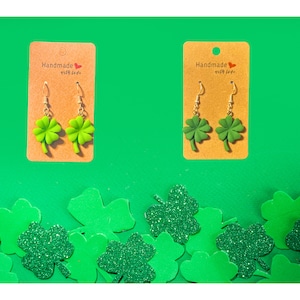 Resin Shamrock Earrings: St. Patrick&#39;s Day Clover Dangles
