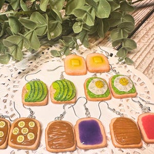 Handmade Toast Earrings: Polymer Clay Breakfast Food Jewelry