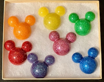 Mickey Mouse Magnet – Disney Inspired - Handmade - Glitter - Resin