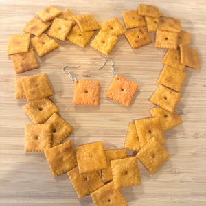 Handmade Cheez-It Cracker Inspired Earrings: Polymer Clay Earrings