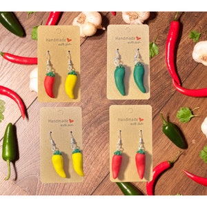 Handmade Polymer Clay Chili Pepper Earrings: Foodie Jewelry