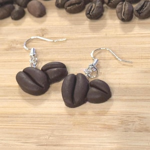 Polymer Clay Coffee Bean Earrings: Sterling Silver Hooks, Stud or Dangle
