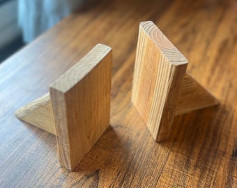 Handcrafted Wooden Bookends: Set of 2