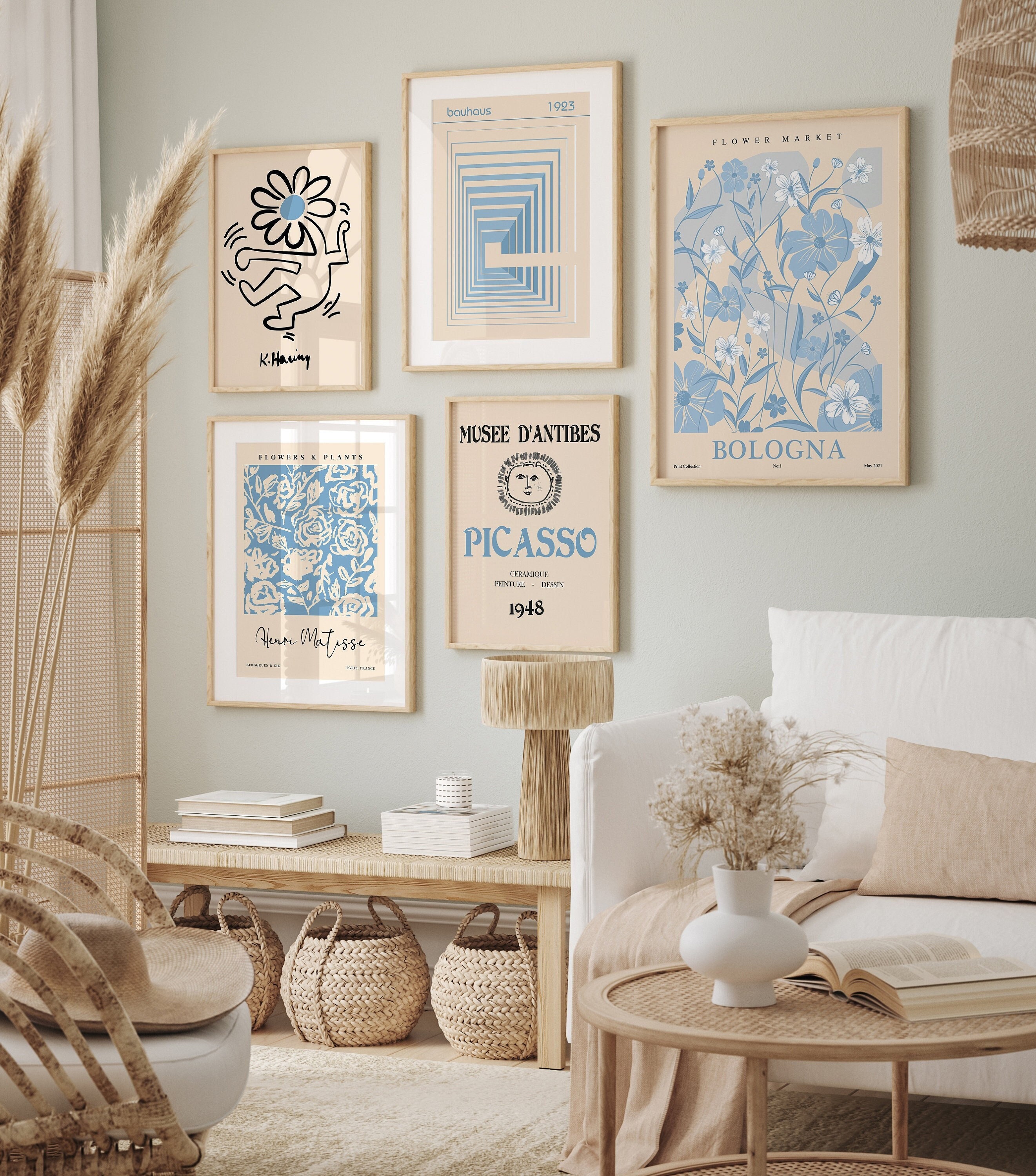 Blue Gallery Wall Art Set of 5 Flower Market Print Trendy Etsy