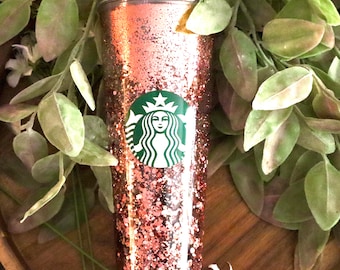 Rose Gold Starbucks cup, Starbucks tumbler, Starbucks cup, Personalized tumbler, Snowglobe Tumbler, bride to be gift, Starbucks Name Cup