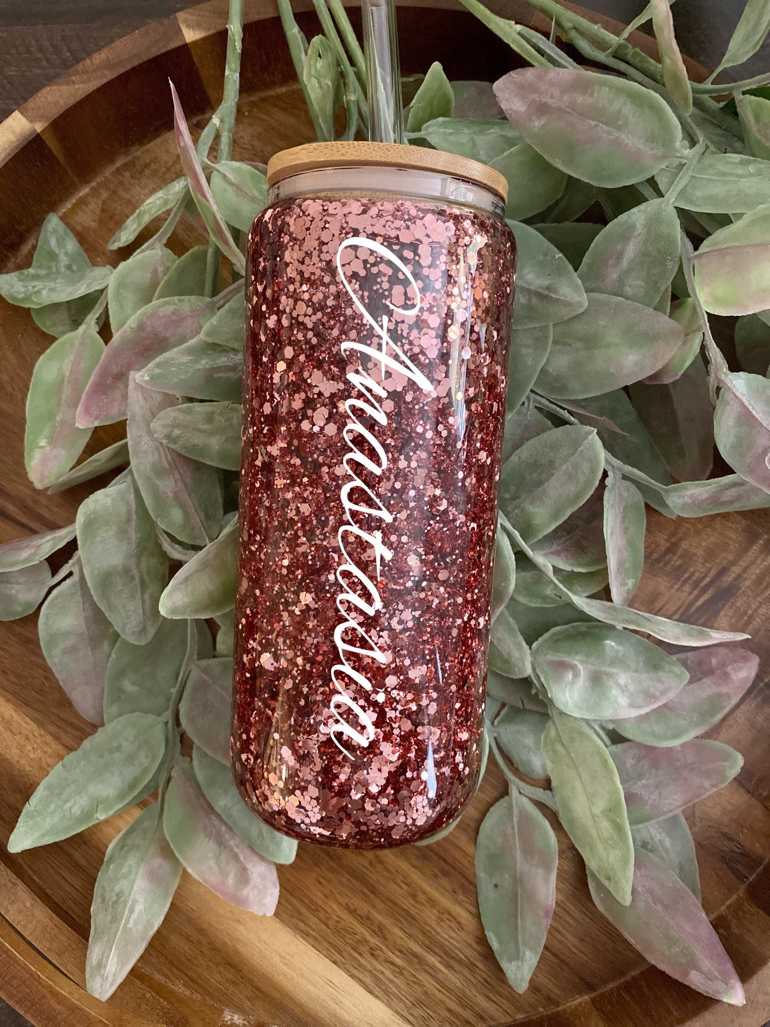 Snow globe, personalized, glitter flow, personalized gift, Be Happy Glass, Iced Coffee, Beer Glass, Mother’s Day gift