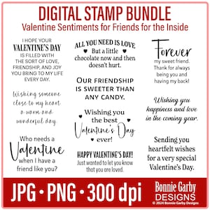 Sellos digitales con frases de San Valentín para amigos 'for the inside', imágenes prediseñadas, citas de Word Art para hacer tarjetas, palabras para tarjetas, álbumes de recortes
